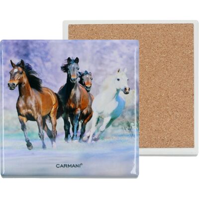 OEM Sottobicchiere Quadrato In Ceramica Con Dipinto Di Cavalli, Tazza Pod, Confezione Regalo OEM Sottobicchiere Quadrato In Ceramica Con Dipinto Di Cavalli, Tazza Pod, Confezione Regalo