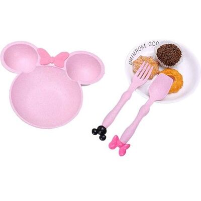 LARGEIGHT Ciotola Per Bambini In Fibra Di Grano Con Disegno Di Un Topo Rosa, Stoviglie Ecologiche Con Scomparti, Ideali Per Natale E Pranzo. Include LARGEIGHT Ciotola Per Bambini In Fibra Di Grano Con Disegno Di Un Topo Rosa, Stoviglie Ecologiche Con Scomparti, Ideali Per Natale E Pranzo. Include