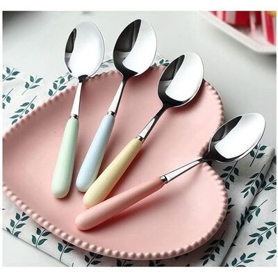 OEM Questo Set Comprende Quattro Cucchiai In Acciaio Inossidabile Con Manici In Ceramica, Perfetti Per Servire Dessert, Gelati, Salse E Altro Ancora. OEM Questo Set Comprende Quattro Cucchiai In Acciaio Inossidabile Con Manici In Ceramica, Perfetti Per Servire Dessert, Gelati, Salse E Altro Ancora.