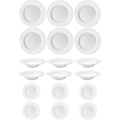 FADE Servizio Tavola Porcellana Bianca Xmas White 18 Pezzi FADE Servizio Tavola Porcellana Bianca Xmas White 18 Pezzi