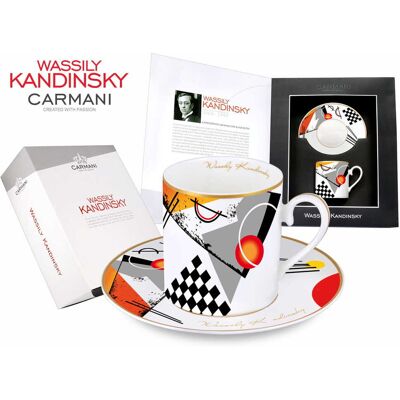 OEM Tazza Con Piattino Wassily Kandinsky In Porcellana Arancione, Idea Regalo OEM Tazza Con Piattino Wassily Kandinsky In Porcellana Arancione, Idea Regalo