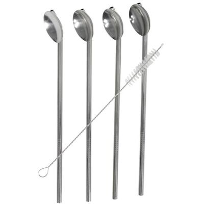 OEM Cannucce, Cucchiaini E Cannucce In Metallo Per Bere Caffè E Altre Bevande, Set Da 4 OEM Cannucce, Cucchiaini E Cannucce In Metallo Per Bere Caffè E Altre Bevande, Set Da 4