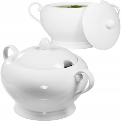 OEM Paletta Da Zuppa In Porcellana Bianca Da 2,5 L Con Coperchio OEM Paletta Da Zuppa In Porcellana Bianca Da 2,5 L Con Coperchio