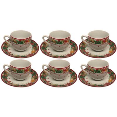 FADE Set 6 Tazze Caffè Porcellana Con Piattino Natale Happyness FADE Set 6 Tazze Caffè Porcellana Con Piattino Natale Happyness