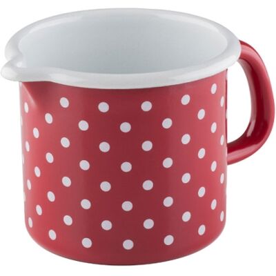 UNBEKANNT Riess Schnabeltopf ⌀10cm 3/4l Pünktchen Rot Emaille UNBEKANNT Riess Schnabeltopf ⌀10cm 3/4l Pünktchen Rot Emaille