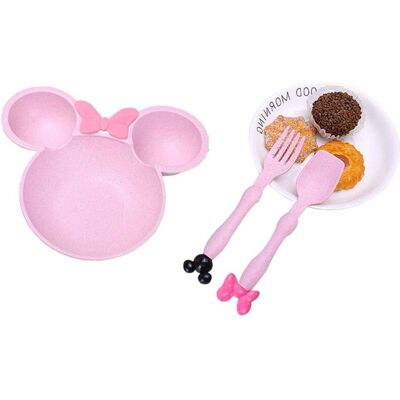 ULISEM Ciotola Per Bambini In Fibra Di Grano Con Disegno Di Un Topolino Rosa – Stoviglie Ecologiche E Con Scomparti, Perfette Per Natale, Con Portapranzo E Posate Inclusi. ULISEM Ciotola Per Bambini In Fibra Di Grano Con Disegno Di Un Topolino Rosa – Stoviglie Ecologiche E Con Scomparti, Perfette Per Natale, Con Portapranzo E Posate Inclusi.