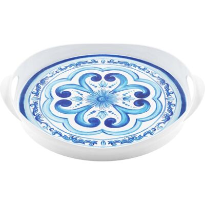 Guzzini Vassoio Tondo Con Manici Decoro Blues 40,5 X 46 X 6 Cm Melamina Table Decor Guzzini Vassoio Tondo Con Manici Decoro Blues 40,5 X 46 X 6 Cm Melamina Table Decor