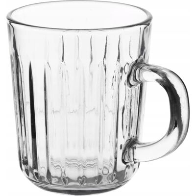 OEM Tazza Venus Da 230 Ml In Vetro A Righe Con Manico, Ideale Per Caffè E Tè. OEM Tazza Venus Da 230 Ml In Vetro A Righe Con Manico, Ideale Per Caffè E Tè.