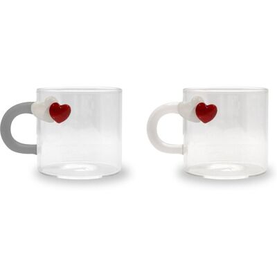 Western Digital Set 2 Tazzine Caffè Vetro Borosilicato 130 Ml Decoro Cuori Western Digital Set 2 Tazzine Caffè Vetro Borosilicato 130 Ml Decoro Cuori