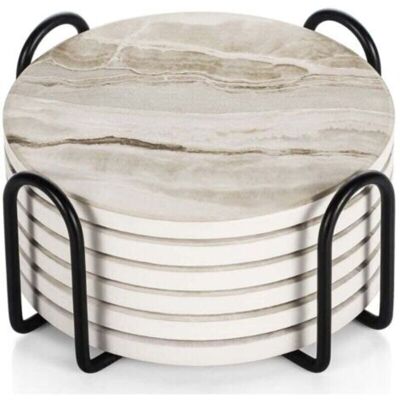 OEM Sottobicchieri In Ceramica Assorbenti E Antiscivolo – Set Da 6 Con Supporto, Effetto Marmo, Ideali Per Soggiorno, Bar O Caffetteria. OEM Sottobicchieri In Ceramica Assorbenti E Antiscivolo – Set Da 6 Con Supporto, Effetto Marmo, Ideali Per Soggiorno, Bar O Caffetteria.
