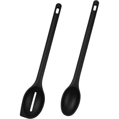 OEM Set Di 2 Cucchiai Da Miscelazione In Silicone Resistenti Alle Alte Temperature, Cucchiai Da Portata Forati, Antiaderenti Per Mescolare, Servire E Raschiare (neri) OEM Set Di 2 Cucchiai Da Miscelazione In Silicone Resistenti Alle Alte Temperature, Cucchiai Da Portata Forati, Antiaderenti Per Mescolare, Servire E Raschiare (neri)