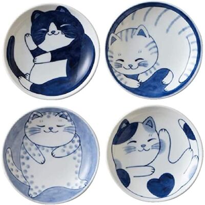 OEM Set Di 4 Piattini In Ceramica Giapponese Con Simpatici Motivi Di Gatti, Ideali Per Antipasti, Dessert, Sushi E Salse, Dimensioni 8,4 X 2,3 Cm. OEM Set Di 4 Piattini In Ceramica Giapponese Con Simpatici Motivi Di Gatti, Ideali Per Antipasti, Dessert, Sushi E Salse, Dimensioni 8,4 X 2,3 Cm.