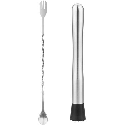 NO BRAND Pestello Per Cocktail, Pestello Da 25 Cm E Cucchiaio Per Mescolare Cocktail Con Manico Lungo, Pestello In Acciaio Inox, Accessorio Da Bar Per Mojito E Bevande Alla Frutta NO BRAND Pestello Per Cocktail, Pestello Da 25 Cm E Cucchiaio Per Mescolare Cocktail Con Manico Lungo, Pestello In Acciaio Inox, Accessorio Da Bar Per Mojito E Bevande Alla Frutta