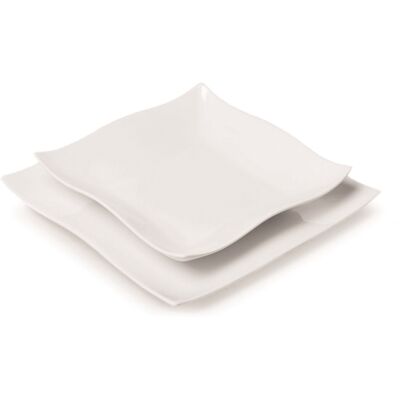 FADE Set 6 Piatti Piani Porcellana Bianca Helton Cm 26x26 FADE Set 6 Piatti Piani Porcellana Bianca Helton Cm 26x26
