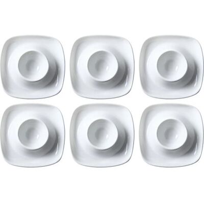 SIOKS Set Di 6 Portauova In Ceramica: Vassoio Quadrato Con Scomparti Rotondi, Adatto Al Microonde E Alla Lavastoviglie. SIOKS Set Di 6 Portauova In Ceramica: Vassoio Quadrato Con Scomparti Rotondi, Adatto Al Microonde E Alla Lavastoviglie.