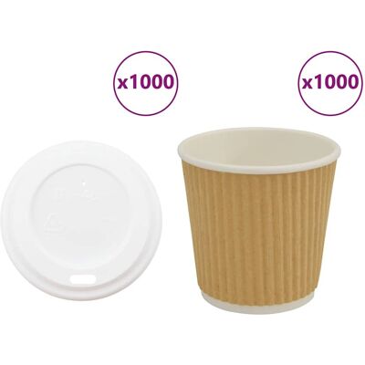 vidaXL Bicchieri di carta con coperchi 1000 pz - Coffee Cups vidaXL Bicchieri di carta con coperchi 1000 pz - Coffee Cups