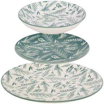 ATMOSPHERA Servizio Da Tavola Agathe 12 Pezzi Verde D26,5xp2,4cm - Créateur D'Intérieur ATMOSPHERA Servizio Da Tavola Agathe 12 Pezzi Verde D26,5xp2,4cm - Créateur D'Intérieur