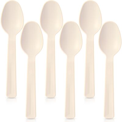 OEM Cucchiai Da Tavola In Plastica Color Crema, Riutilizzabili, Confezione Da 6 Pezzi OEM Cucchiai Da Tavola In Plastica Color Crema, Riutilizzabili, Confezione Da 6 Pezzi