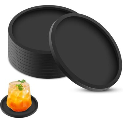 WUIPEO Set Di 8 Sottobicchieri Rotondi Antiscivolo In Silicone Per Bicchieri E Bottiglie Di Caffè, Birra E Vino, Perfetti Per La Casa E Il Bar (nero) WUIPEO Set Di 8 Sottobicchieri Rotondi Antiscivolo In Silicone Per Bicchieri E Bottiglie Di Caffè, Birra E Vino, Perfetti Per La Casa E Il Bar (nero)