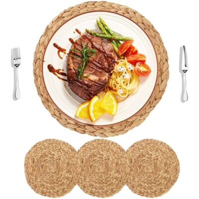 XISRENS Set Di 4 Tovagliette Rotonde In Giacinto D'Acqua Naturale, 30 Cmlavorato A Manoprotezione Per Tavoloper Cucine E Ristoranti XISRENS Set Di 4 Tovagliette Rotonde In Giacinto D'Acqua Naturale, 30 Cmlavorato A Manoprotezione Per Tavoloper Cucine E Ristoranti