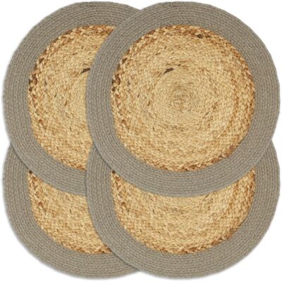 vidaXL Tovagliette 4 pz Naturale Grigio 38cm Juta Cotone vidaXL Tovagliette 4 pz Naturale Grigio 38cm Juta Cotone