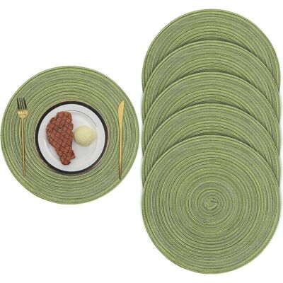 OEM Set Di 6 Tovagliette Intrecciate, Rotonde, 38 Cm, Lavabili, Antiscivolo E Resistenti Al Calore (verdi) OEM Set Di 6 Tovagliette Intrecciate, Rotonde, 38 Cm, Lavabili, Antiscivolo E Resistenti Al Calore (verdi)