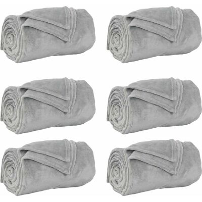 VIDAXL Coperte Da Pile 6 Pcs Grigio 130 X 150 Cm Panno VIDAXL Coperte Da Pile 6 Pcs Grigio 130 X 150 Cm Panno