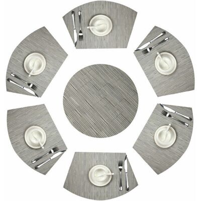 OEM Set Di 7 Tovagliette Rotonde In Pvc A Forma Di Cuneo, Resistenti Al Calore E Lavabili (grigio Argento) OEM Set Di 7 Tovagliette Rotonde In Pvc A Forma Di Cuneo, Resistenti Al Calore E Lavabili (grigio Argento)