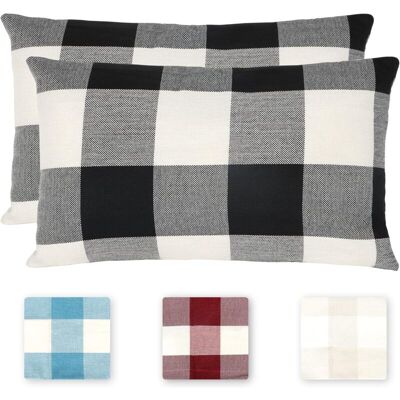 XISRENS Copricuscini A Quadri, Set Di 2 Federe In Poliestere E Lino Traspiranti E Antipiega, Federa A Quadri, Copricuscini Decorativi Per La Casa XISRENS Copricuscini A Quadri, Set Di 2 Federe In Poliestere E Lino Traspiranti E Antipiega, Federa A Quadri, Copricuscini Decorativi Per La Casa