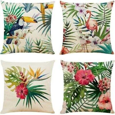 KEEMOTE Fodera Per Cuscino Verde 45x45, Federe In Lino, Motivo Su Un Lato, Cuscini Decorativi Per Divano, Set Di 4 Fodere Decorative In Stile Tropicale Moderno. KEEMOTE Fodera Per Cuscino Verde 45x45, Federe In Lino, Motivo Su Un Lato, Cuscini Decorativi Per Divano, Set Di 4 Fodere Decorative In Stile Tropicale Moderno.