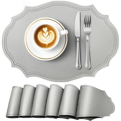 OEM Tovagliette, Set Da 6 Pezzi, Forma Ovale, Antiscivolo, Impermeabili, Resistenti Al Calore, Adatte Per Uso Interno Ed Esterno, 43 X 30 Cm, Grigio. OEM Tovagliette, Set Da 6 Pezzi, Forma Ovale, Antiscivolo, Impermeabili, Resistenti Al Calore, Adatte Per Uso Interno Ed Esterno, 43 X 30 Cm, Grigio.