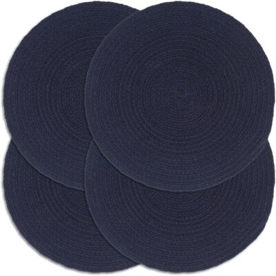 VIDAXL Tovagliette 4 Pz Blu Marino Neutro 38 Cm Rotonde In Cotone VIDAXL Tovagliette 4 Pz Blu Marino Neutro 38 Cm Rotonde In Cotone