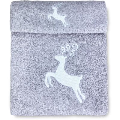 TEX FAMILY - Set asciugamani cervo grigio puro cotone - Grigio - Towel Set TEX FAMILY - Set asciugamani cervo grigio puro cotone - Grigio - Towel Set