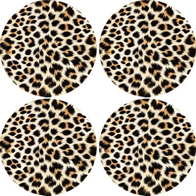 OEM Set Di 4 Tovagliette Rotonde Per Tavoli 4d, 33 Cm - Stampa Leopardata Chiara Feltro Ecologico, Stampa Hd, Lavabile A 40 °c, Bertoni OEM Set Di 4 Tovagliette Rotonde Per Tavoli 4d, 33 Cm - Stampa Leopardata Chiara Feltro Ecologico, Stampa Hd, Lavabile A 40 °c, Bertoni