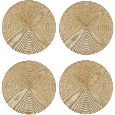 OEM Set Di Quattro Grandi Tovagliette Intrecciate Per Tavolo Da Pranzo, Tovagliette Rotonde In Tessuto Intrecciato Da 38 Cm Per Uso Interno, Resistenti Al Calore E Antiscivolo, Colore Oro. OEM Set Di Quattro Grandi Tovagliette Intrecciate Per Tavolo Da Pranzo, Tovagliette Rotonde In Tessuto Intrecciato Da 38 Cm Per Uso Interno, Resistenti Al Calore E Antiscivolo, Colore Oro.
