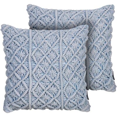 Cuscini in cotone macramé Beliani - 45x40 cm - Blu Accessori decorativi Cuscini in cotone macramé Beliani - 45x40 cm - Blu Accessori decorativi