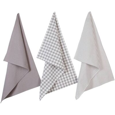 ATMOSPHERA Set Di 3 Strofinacci In Cotone 45x70cm - Grigio - Créateur D'Intérieur ATMOSPHERA Set Di 3 Strofinacci In Cotone 45x70cm - Grigio - Créateur D'Intérieur
