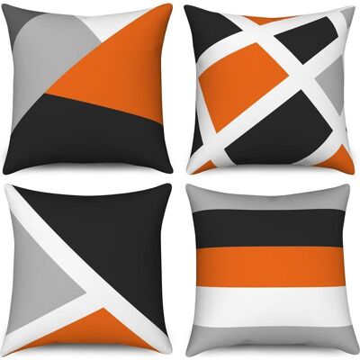 KEEMOTE Set Di 4 Federe Arancioni 45x45 Cm, Federa Decorativa In Lino Con Strisce Astratte Moderne Grigie E Nere, Semplice Motivo Geometrico Per Divano, Giardino Esterno E Arredamento Per La Casa. KEEMOTE Set Di 4 Federe Arancioni 45x45 Cm, Federa Decorativa In Lino Con Strisce Astratte Moderne Grigie E Nere, Semplice Motivo Geometrico Per Divano, Giardino Esterno E Arredamento Per La Casa.