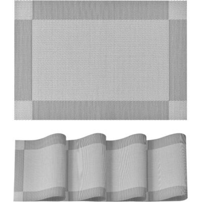 XISRENS Set Di 4 Tovagliette In Pvc Grigio Argento, 30x45 Cm, Lavabili, Antimacchia E Resistenti Al Calore, Tovagliette Per La Casa, La Cucina, Decorazione XISRENS Set Di 4 Tovagliette In Pvc Grigio Argento, 30x45 Cm, Lavabili, Antimacchia E Resistenti Al Calore, Tovagliette Per La Casa, La Cucina, Decorazione