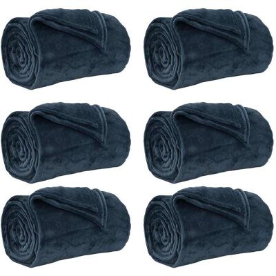 VIDAXL Coperte Da Pile 6 Pcs Blu Navy 130 X 150 Cm Panno VIDAXL Coperte Da Pile 6 Pcs Blu Navy 130 X 150 Cm Panno