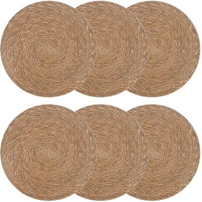 VIDAXL Tovagliette In Erba Di Mare 6 Pz Naturale 100% Erba Marina VIDAXL Tovagliette In Erba Di Mare 6 Pz Naturale 100% Erba Marina