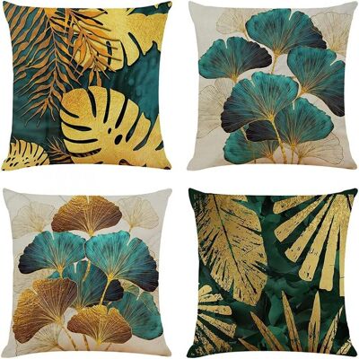 OEM Fodere Decorative Per Cuscini 50x50 Cm, Set Da 4, Verde Acqua/oro, Per Soggiorno O Esterni. OEM Fodere Decorative Per Cuscini 50x50 Cm, Set Da 4, Verde Acqua/oro, Per Soggiorno O Esterni.