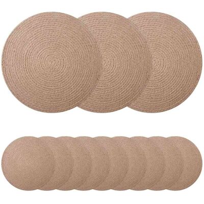 VIDAXL Sottobicchieri In Juta 12 Pz Naturale 100% Juta Tossa VIDAXL Sottobicchieri In Juta 12 Pz Naturale 100% Juta Tossa