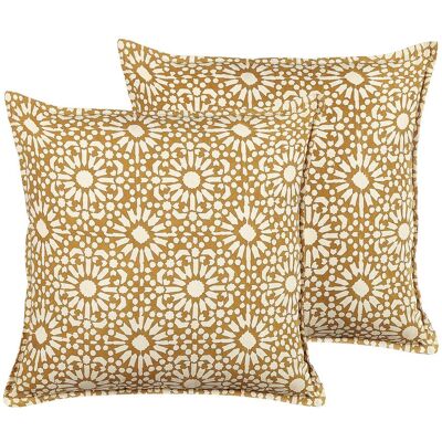Beliani Set di 2 Cuscini in Cotone Beige - Motivo Geometrico - 45x45 cm - Stile Boho - Cuscini Beliani Set di 2 Cuscini in Cotone Beige - Motivo Geometrico - 45x45 cm - Stile Boho - Cuscini