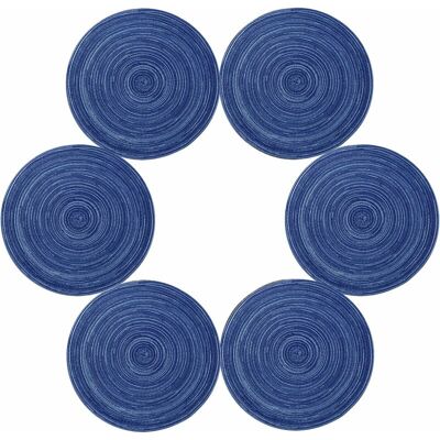 DPZO Set Di 6 Tovagliette In Cotone Intrecciato Lavabili, Resistenti Al Calore E Antiscivolo, 35 X 35 Cm, Rotonde (rotonde, Blu) DPZO Set Di 6 Tovagliette In Cotone Intrecciato Lavabili, Resistenti Al Calore E Antiscivolo, 35 X 35 Cm, Rotonde (rotonde, Blu)