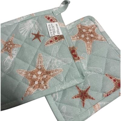 BRANDANI Presine Quadrate Cotone Stelle Marine Oceano Set 2 Pz BRANDANI Presine Quadrate Cotone Stelle Marine Oceano Set 2 Pz