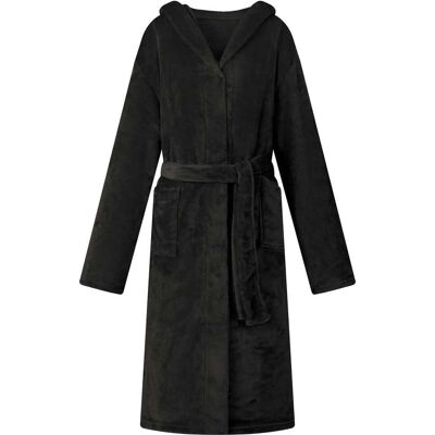 VIDAXL Accappatoio Con Cappuccio Nero L Flanella VIDAXL Accappatoio Con Cappuccio Nero L Flanella