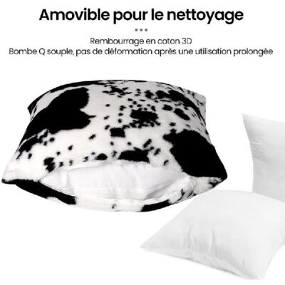 SANS MARQUE Cuscino Con Motivo Mucca Da Latte – 50 X 50 Cm – Bianco E Nero – Velluto A Coste SANS MARQUE Cuscino Con Motivo Mucca Da Latte – 50 X 50 Cm – Bianco E Nero – Velluto A Coste