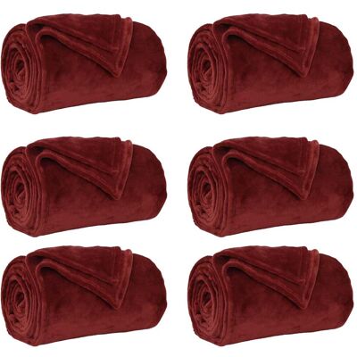 VIDAXL Coperte Da Pile 6 Pcs Rosso Bordeaux 130 X 150 Cm Panno VIDAXL Coperte Da Pile 6 Pcs Rosso Bordeaux 130 X 150 Cm Panno