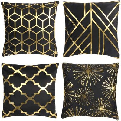 OEM Fodere Per Cuscini In Velluto Dorato Con Motivo Geometrico, Set Da 4, 45x45 Cm OEM Fodere Per Cuscini In Velluto Dorato Con Motivo Geometrico, Set Da 4, 45x45 Cm